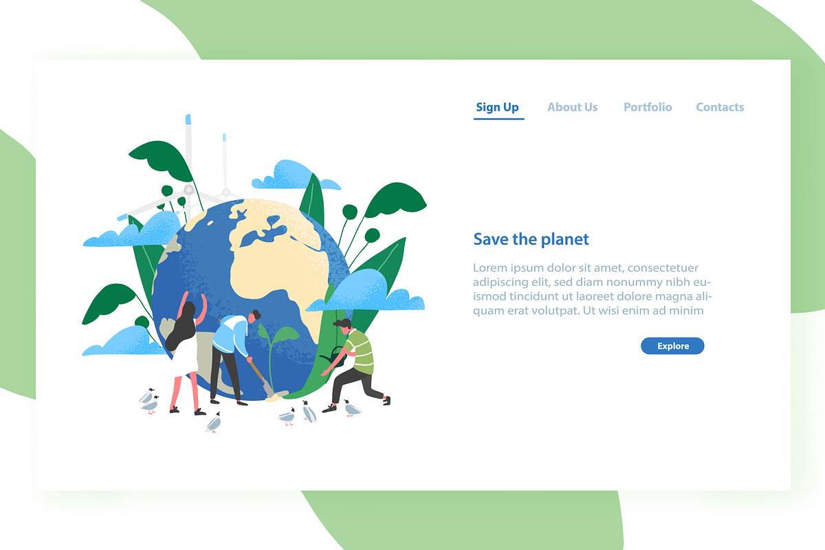 Save the planet concept banner, a Person Illustration by Good Studio (Photo 1 of 3)