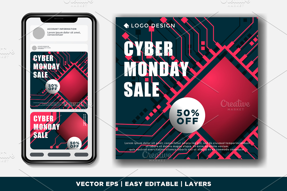bundle discount 50% Monday cyber, a Social Media Template by Izalsye (Photo 5 of 5)