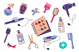Set of hairdresser accessory. Vector, an Object Illustration by Elegant Solution