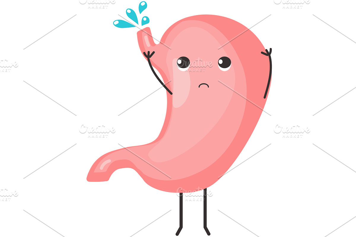 Stomach vomit nausea vector cute, a Healthcare Illustration by SiberianArt