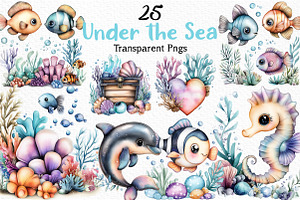 Under the Sea Watercolor Clipart PNG, an Illustration by Craft Nest
