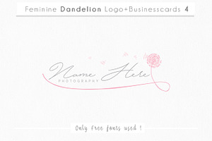 feminine dandelion logo+businesscard