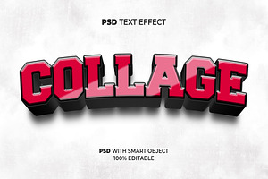 3D Text Effect Collage Style