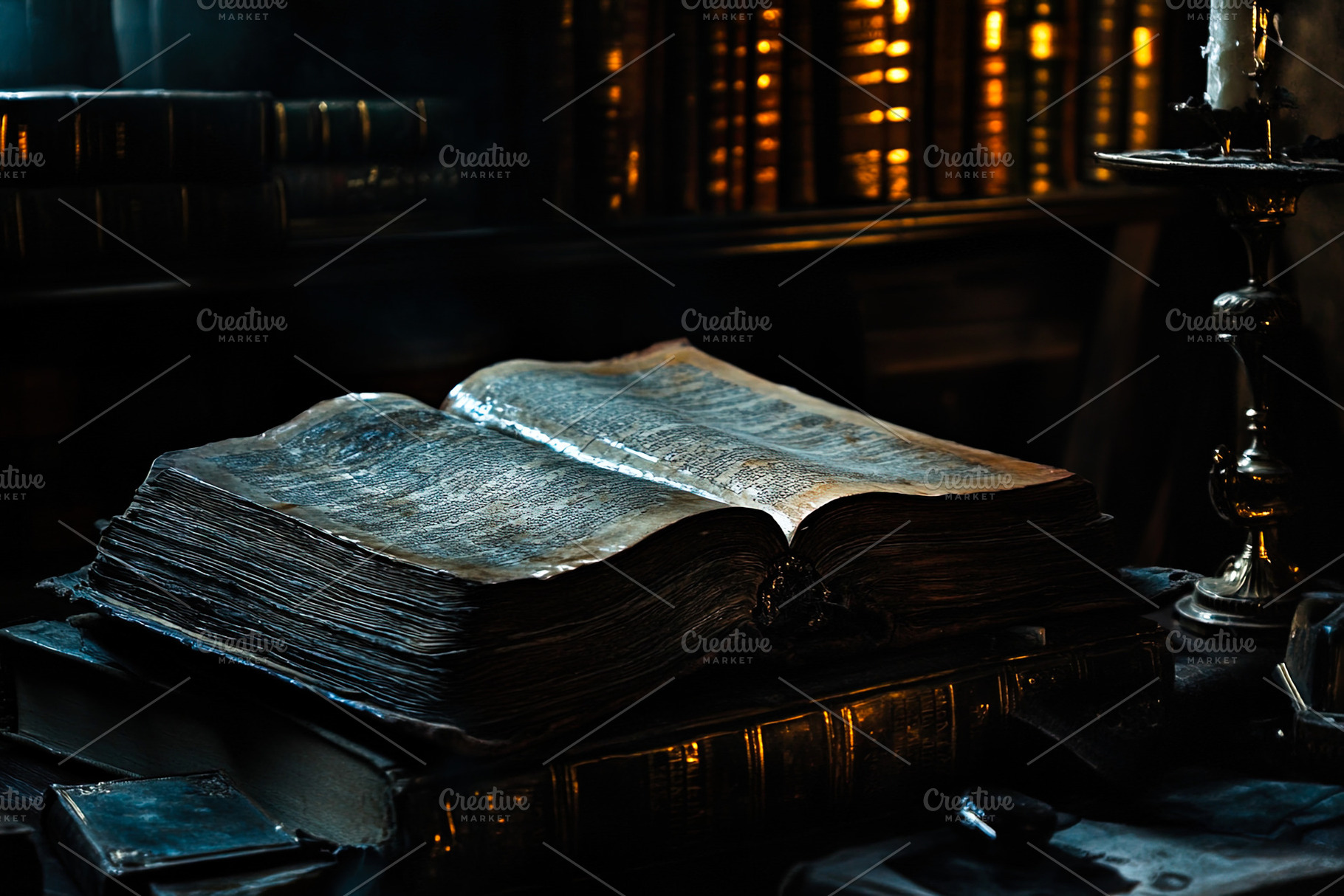 Ancient Open Book with Candlelight, an Abstract Photo by Ales Munt