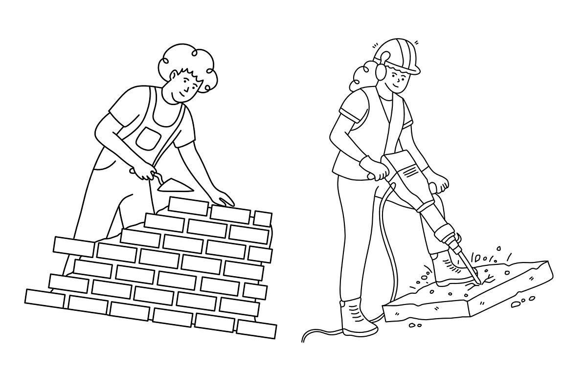 labour day hand drawn vector 30 set, a Person Illustration by foxndeer (Photo 2 of 4)
