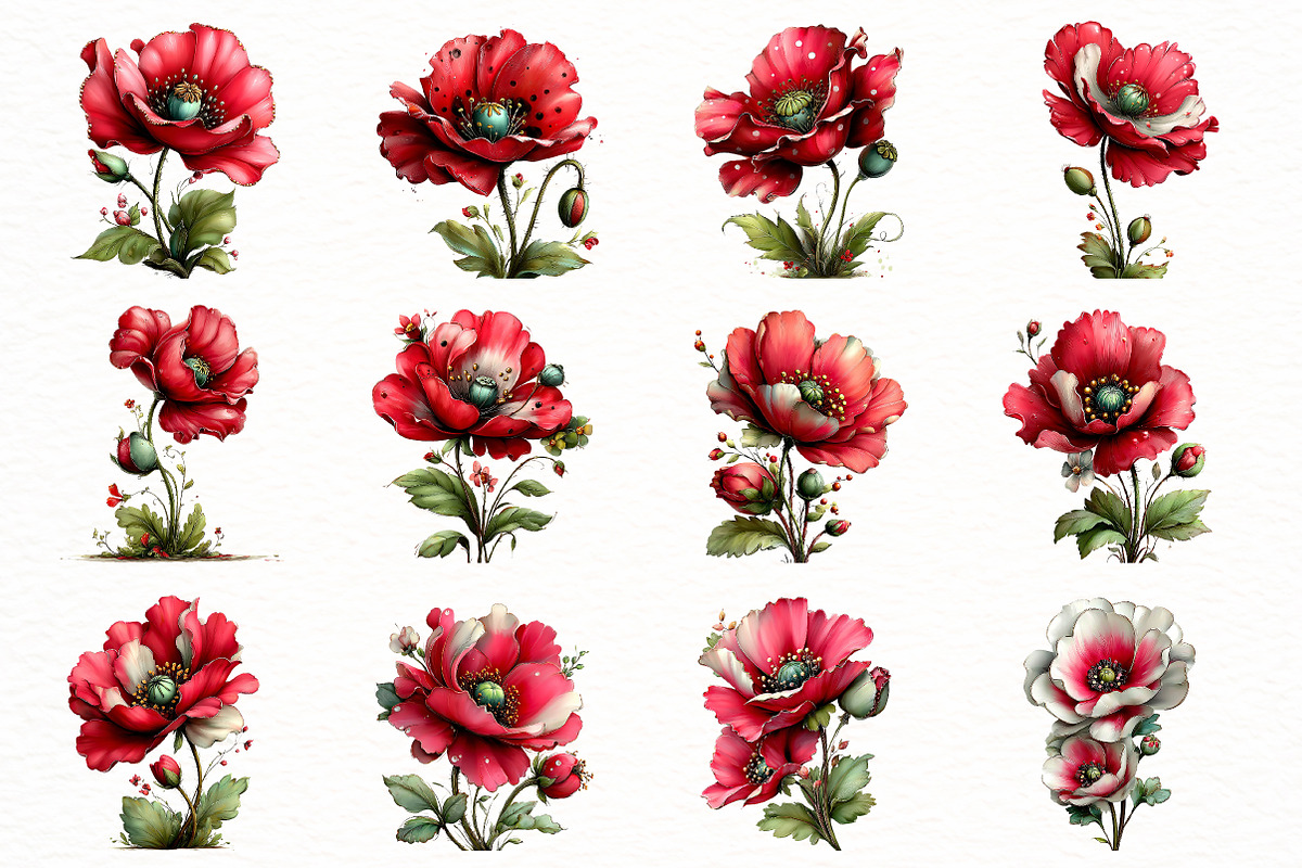 Whimsical spring poppy flower Clipar, an Illustration by Designworld (Photo 4 of 8)