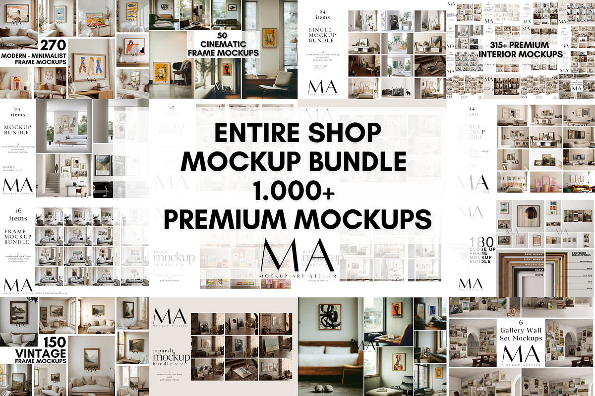 Mega Poster Shop Builder Bundle, a Household Mockup by Mockup Art Atelier (Photo 3 of 61)