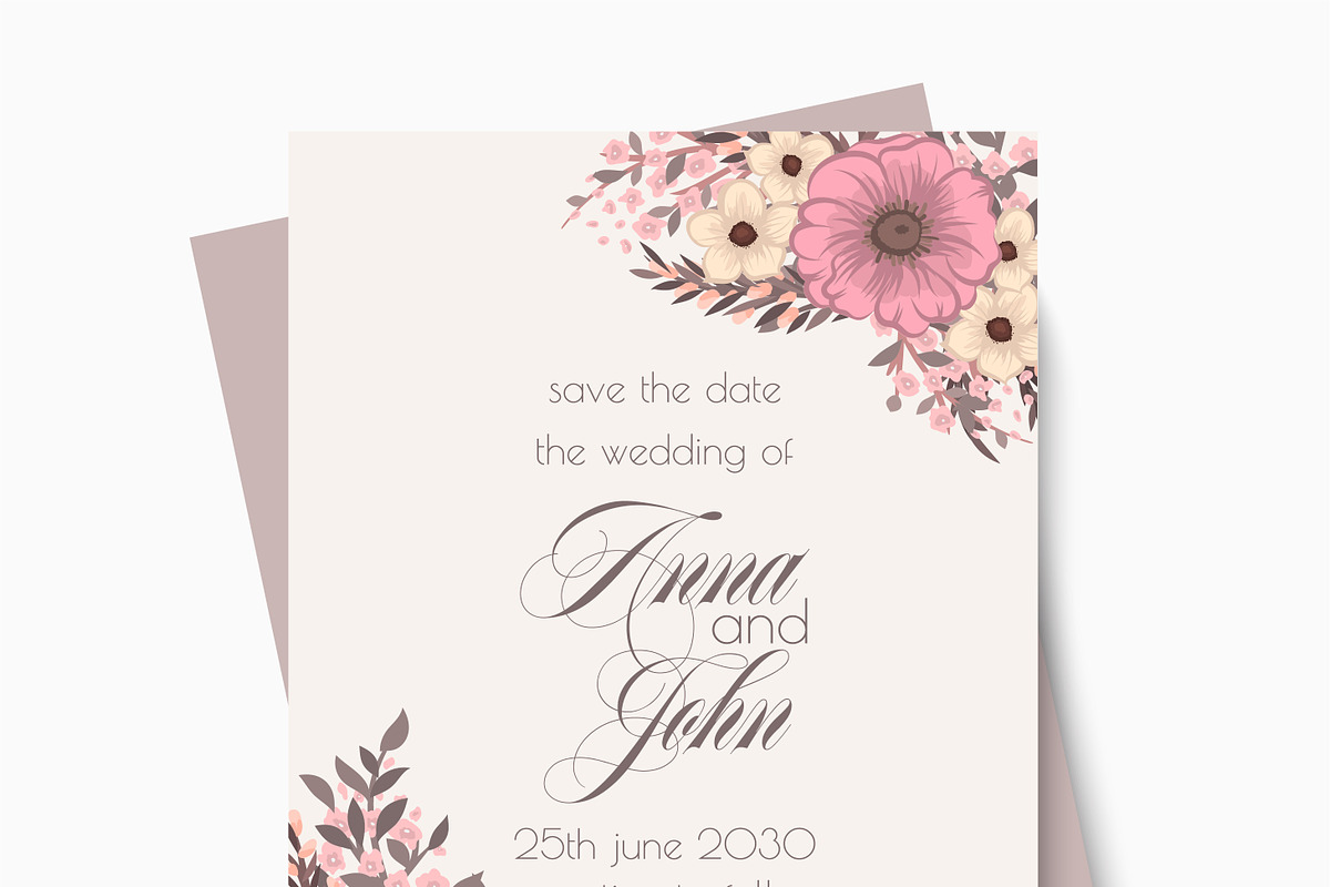 Wedding invitation card template, an Invitation Template by Doodle_flower