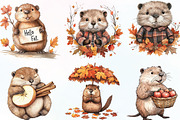 Watercolor Autumn Cute Beaver, an Illustration by CraftArtStudio (Thumbnail 3 of 6)