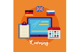 tablet with online lenguage learning, an Object Illustration by studiogstock