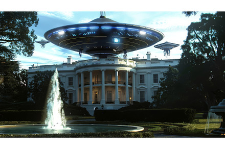 Large UFO above White House, an Architecture Photo by Goinyk