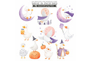 Witchy Goose Halloween Clipart Set, an Illustration by CharmClipart (Thumbnail 6 of 9)