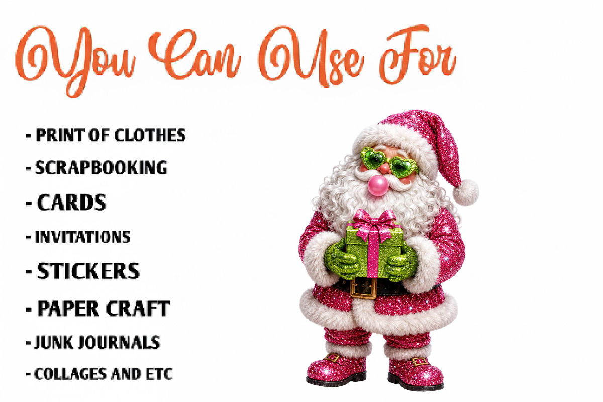 Christmas Glitter Santa PNG Bundle, a Seasonal Illustration by CreationArt (Photo 5 of 7)