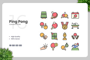 Ping Pong Colored Icons, an Icon by Upnowgraphic