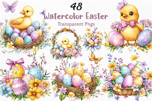 Watercolor Easter Clipart PNG, an Illustration by Craft Nest