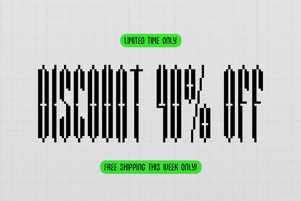 Pixel Condensed Pixelated Condensed, a Handwritten Font by gracetype_studio (Photo 4 of 12)