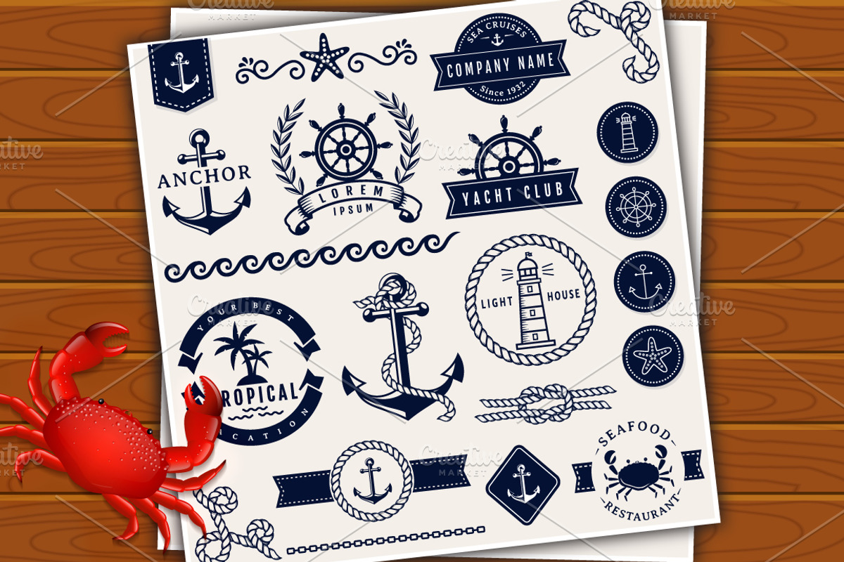 Sea and nautical design elements., a Templates & Theme by JuliaMalinovskaya (Photo 2 of 3)
