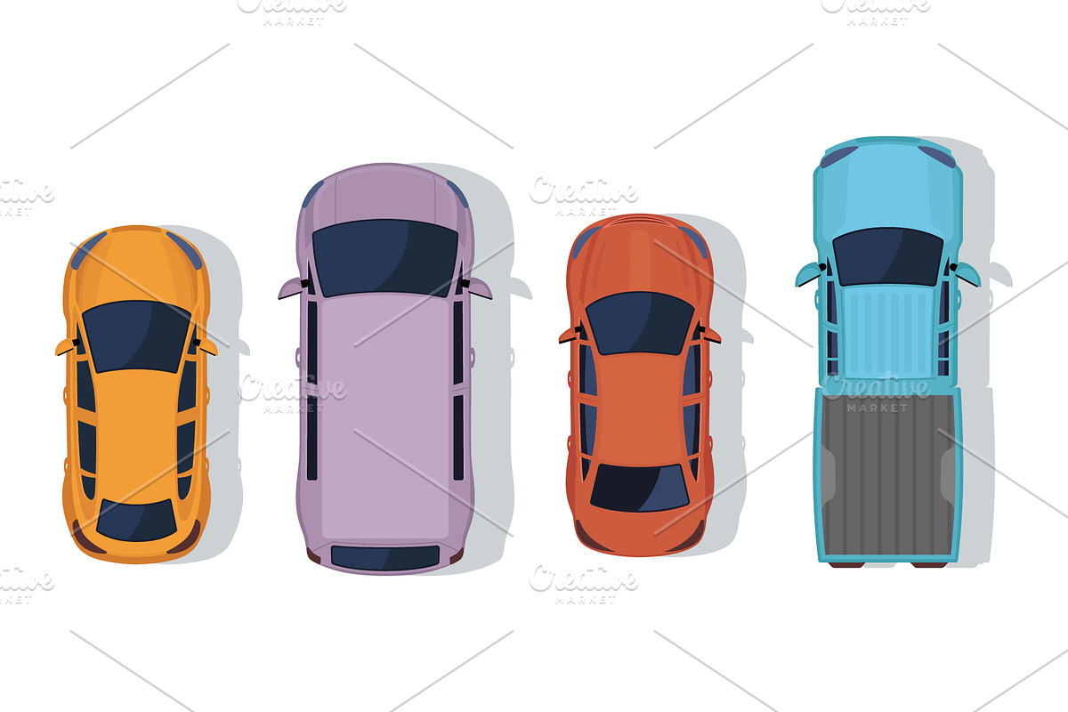 Top view vector illustration of cars, a Transportation Illustration by Yayasya (Photo 3 of 3)