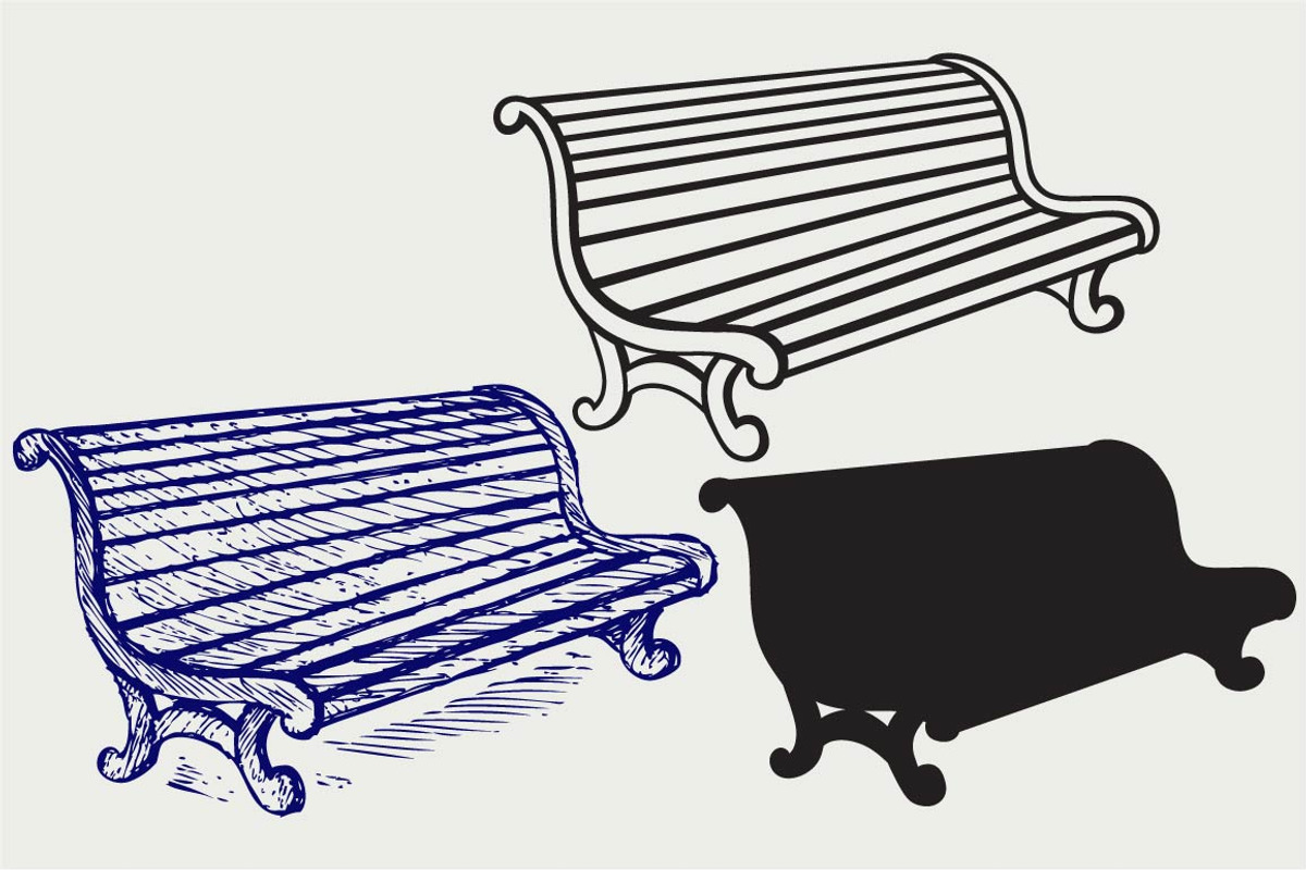 Wooden bench SVG, an Outline Icon by LineworkStock