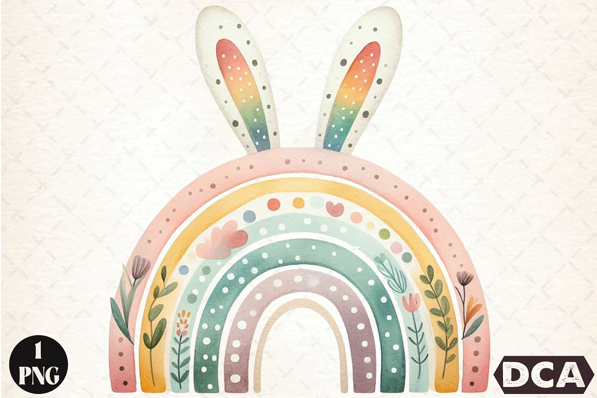 Watercolor Boho Rainbow PNG, an Illustration by DreamCafeArt (Photo 1 of 7)