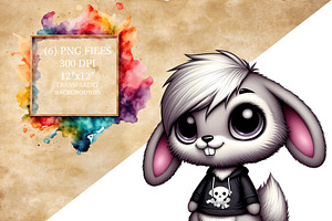 Cute Subculture Bunnies PNG Set