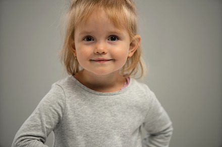 Portrait of happy smiling child girl, a Person Photo by OPOLJA