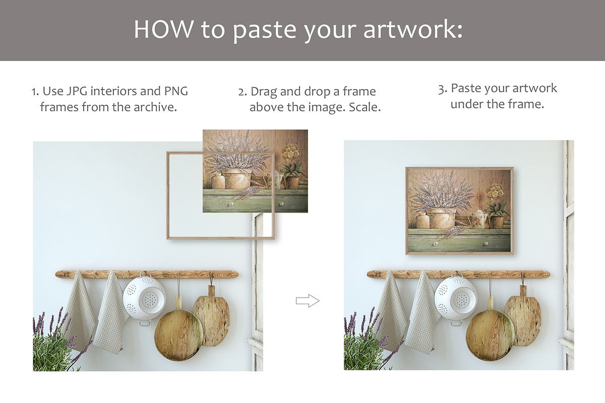 COUNTRY KITCHEN Wall&Frame Mockups, a Print Template by MyHomeMockups (Photo 7 of 7)