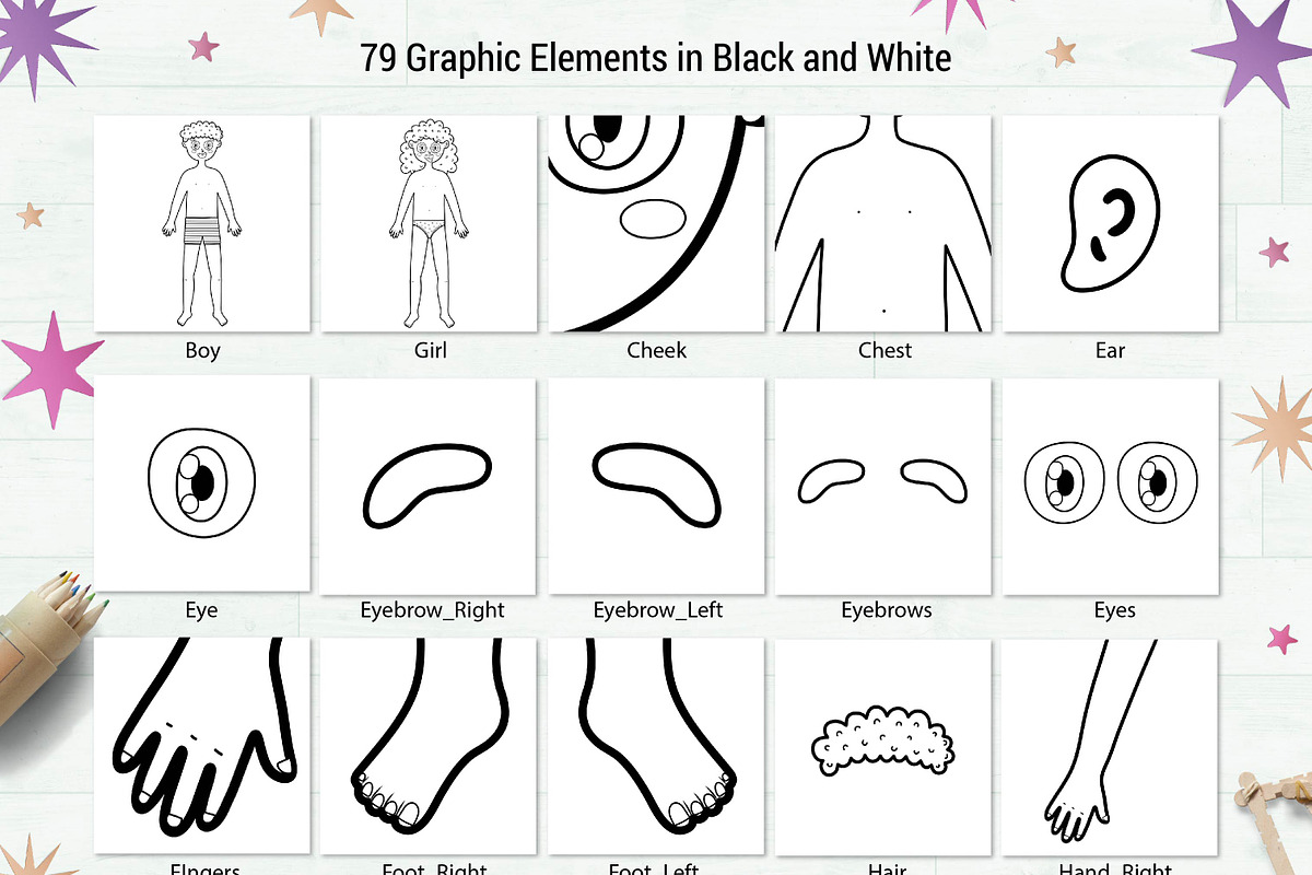 Body Parts Activity Pages, an Education Illustration by Gulnara Sabirova (Photo 11 of 12)