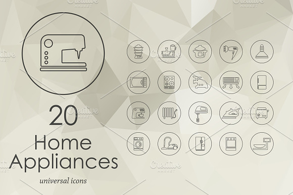 20 Household Appliances Line Icons