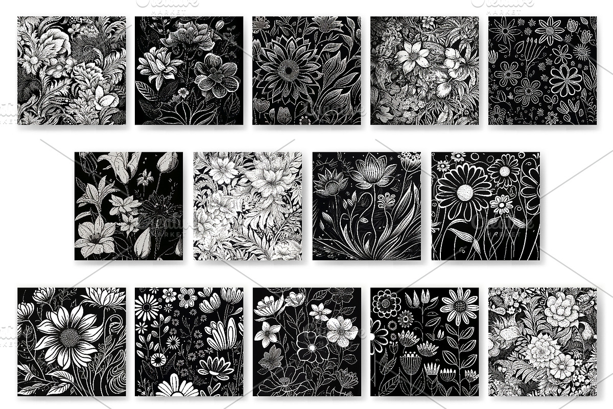 Floral Patterns 04. Digital Paper, a Texture Illustration by KENO Mascots (Photo 3 of 3)