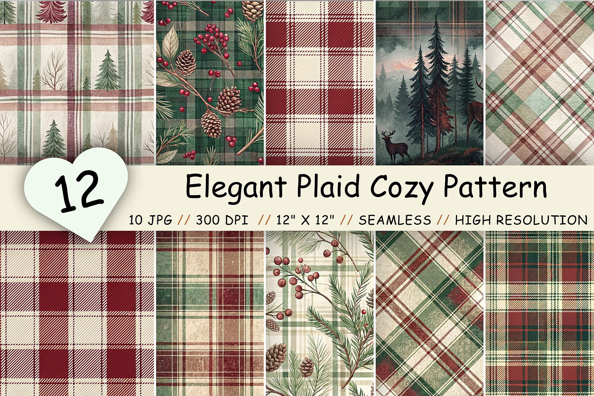 Elegant Plaid Cozy Pattern Bundle, a Pattern Graphic by FloridPrintables (Photo 1 of 8)
