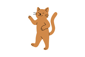 Cartoon orange cat standing on hind, an Animal Illustration by GraphiShop