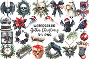 Gothic Christmas Watercolor Clipart, an Illustration by CraftArtStudio (Thumbnail 1 of 6)