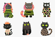 Whimsical Cat Clipart, an Illustration by CreationArt (Thumbnail 3 of 5)