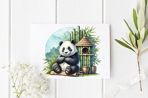 Panda With Bamboo Sublimation PNG