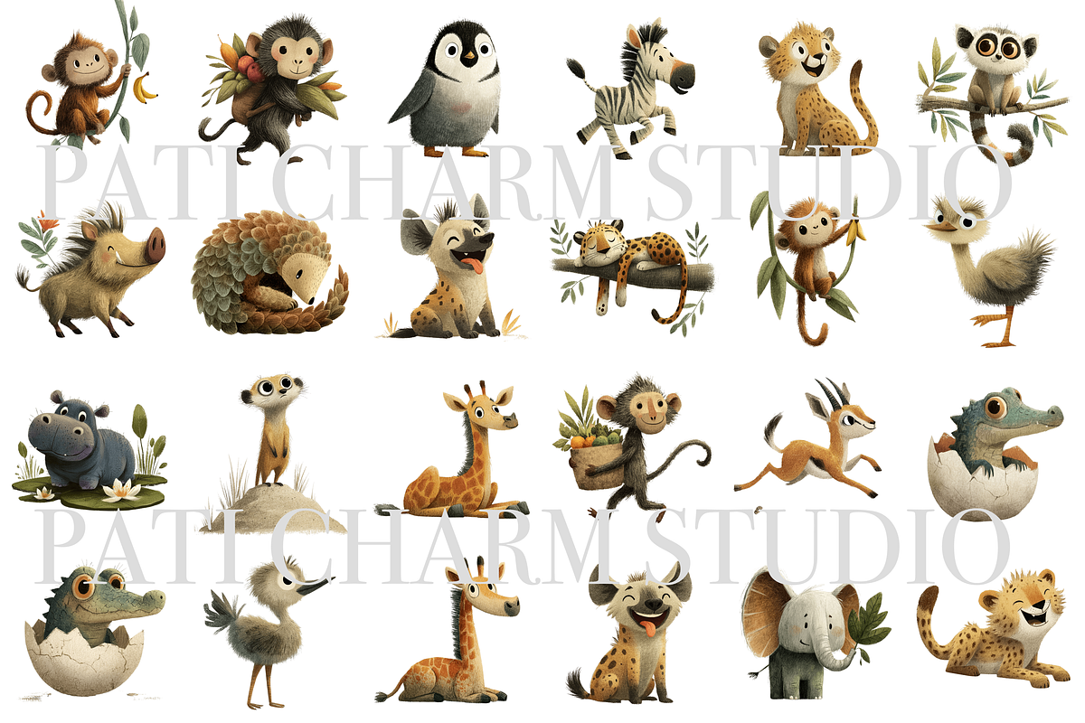 40 Baby Safari Clipart, an Animal Illustration by Pati Charm Studio (Photo 2 of 9)
