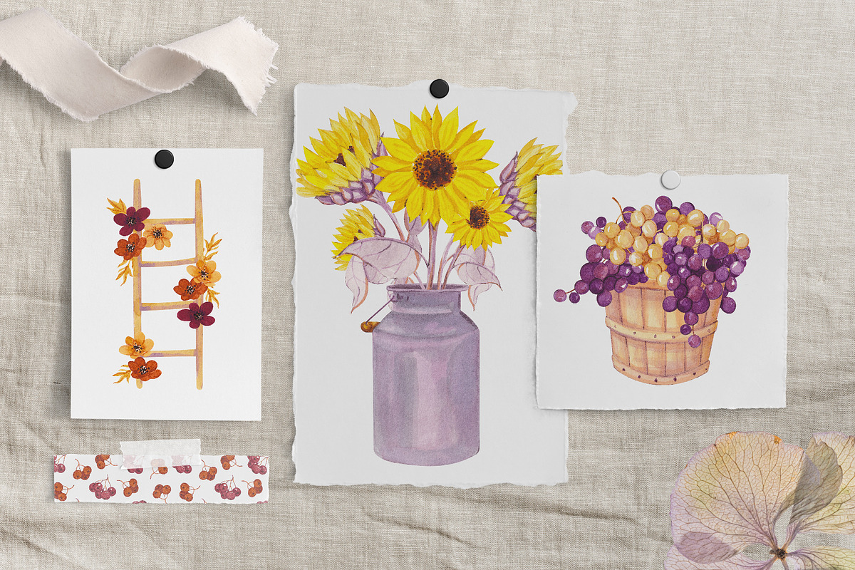 Harvest. Watercolor clipart, a Decorative Illustration by Kuzya's shop (Photo 5 of 6)