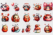 Funny Ladybug Clipart Bundle, a Seasonal Illustration by Rose Art (Thumbnail 3 of 4)