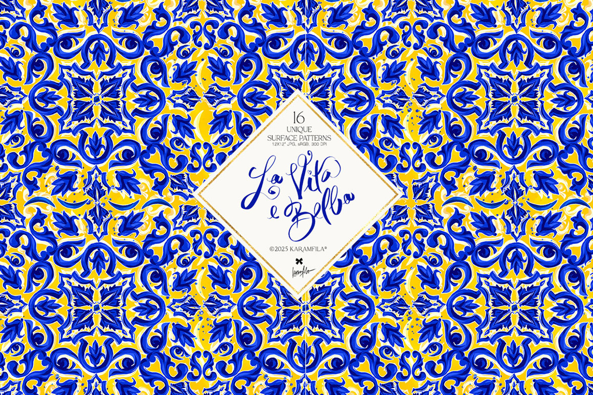 Amalfi Lemons & Mediterranean Tiles, a Pattern Graphic by KaramfilaS (Photo 6 of 23)