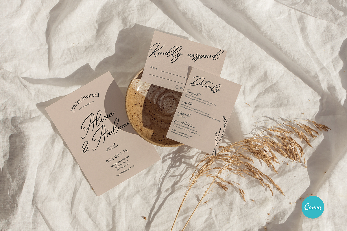 Modern & Elegant Wedding Invitation, an Invitation Template by StudioVonBraitenberg (Photo 8 of 10)