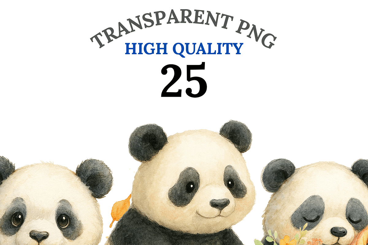 25 Cute Panda Clipart, an Animal Illustration by Pati Charm Studio (Photo 1 of 8)