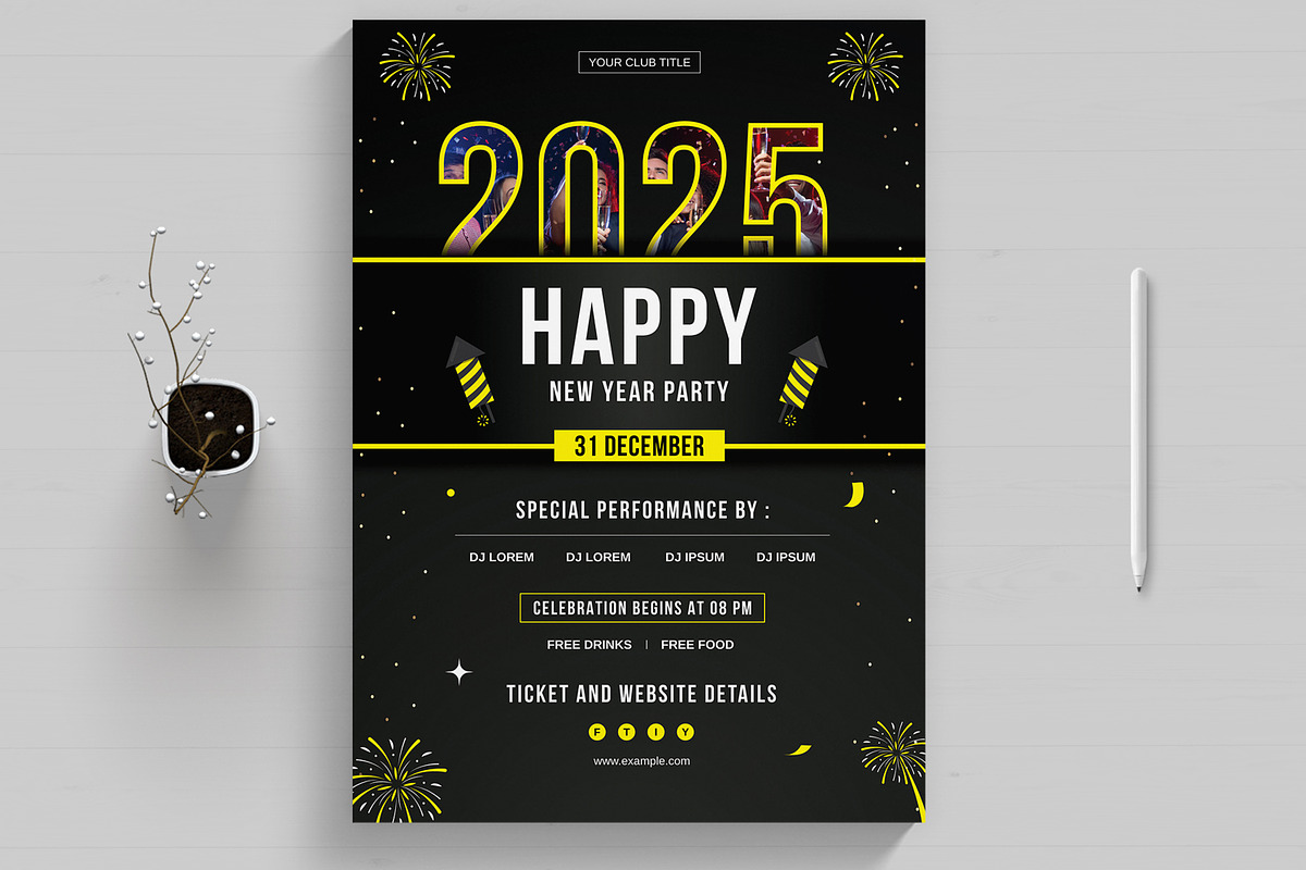 Happy New Year Flyer Layout, a Flyer Template by MightyDesign (Photo 1 of 8)