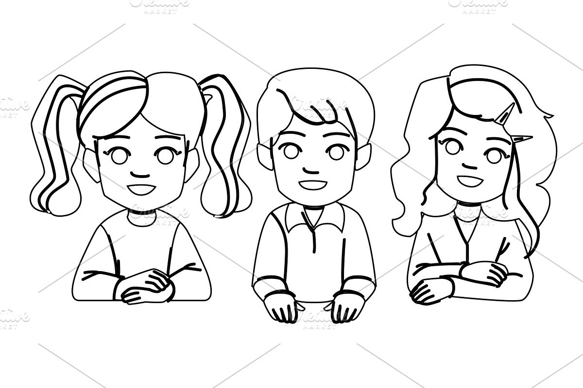 child preschoolers together vector, an Education Illustration by pikepicture