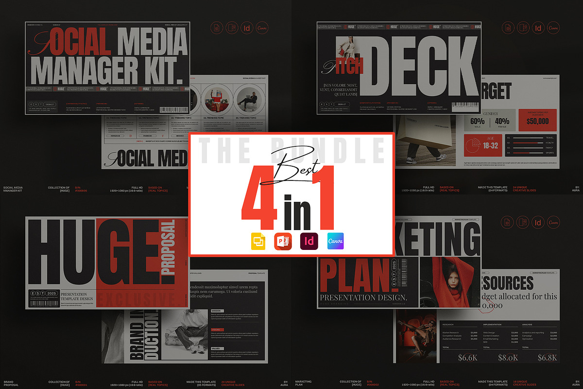 4-in-1 Business Presentation Bundle, a Presentation Template by ArtisanaAura (Photo 1 of 23)