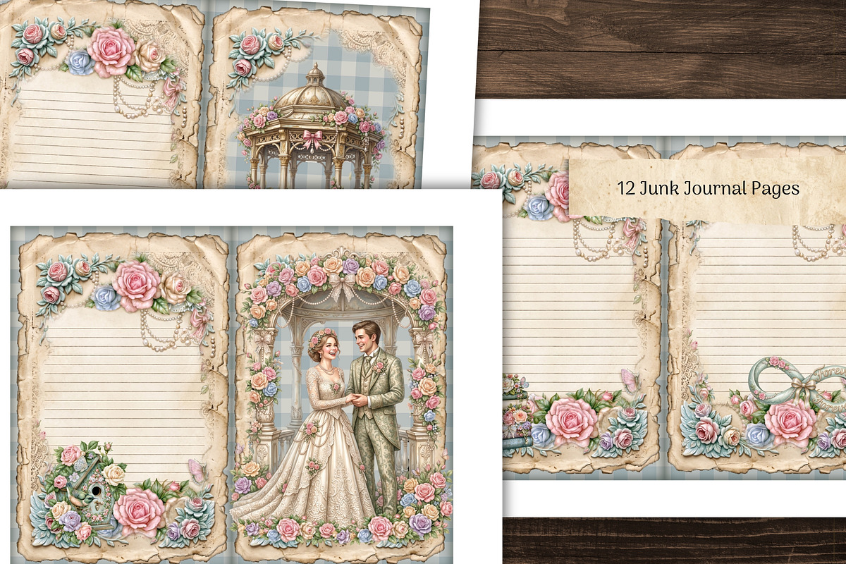 Shabby Chic Floral Junk Journal Kit, a Decorative Illustration by Print Haven Mochi Vintage (Photo 3 of 8)