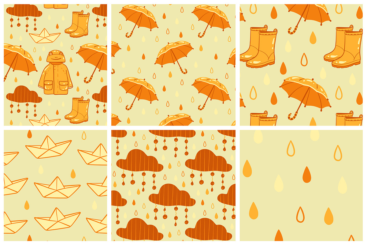Rainy day vector Clipart & Patterns, a Seasonal Illustration by Carpet Tapete Pretzel (Photo 3 of 9)