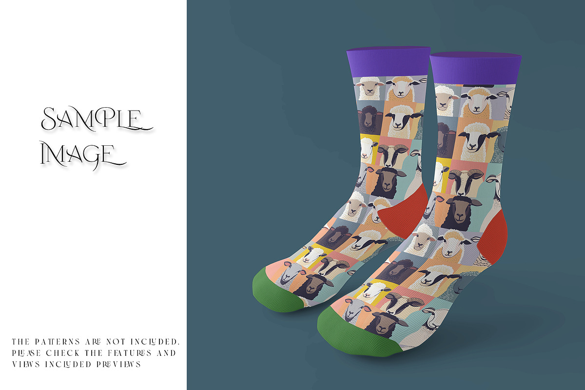 Mid Calf Unisex Socks Mockups, a Household Mockup by mock-ups (Photo 7 of 13)