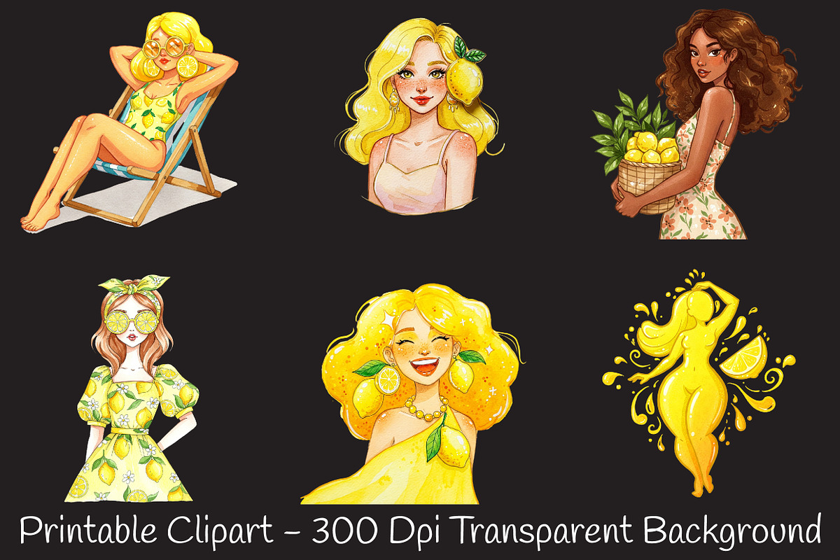 Summer Lemon Woman Clipart, an Illustration by RobertsArt (Photo 7 of 7)