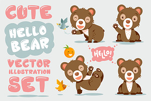 Funny Cartoon Bear Set