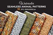 Watercolor Seamless Animal Patterns, a Pattern Graphic by Iryna Denysova (Thumbnail 1 of 10)